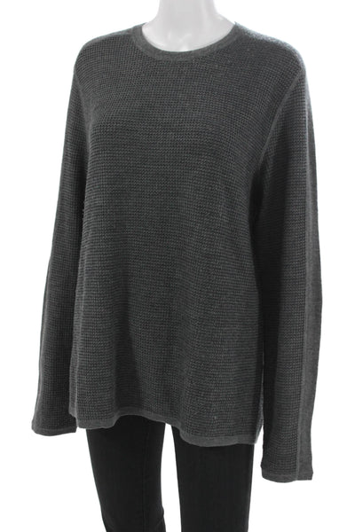 Vince Mens Wool Pullover Crew Neck Solid Long Sleeve Sweater Size L Gray