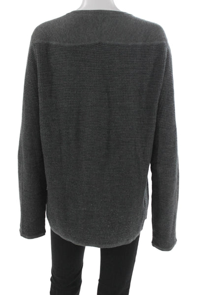 Vince Mens Wool Pullover Crew Neck Solid Long Sleeve Sweater Size L Gray