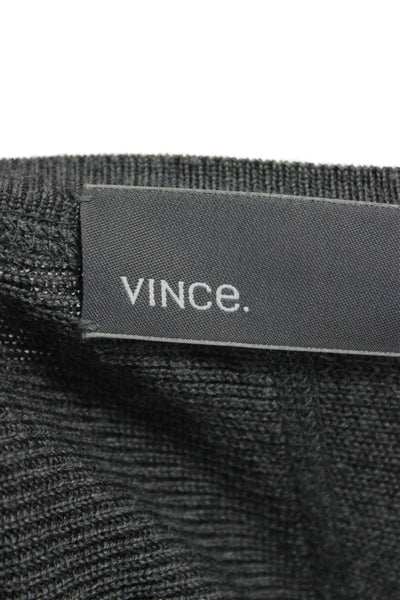 Vince Mens Wool Pullover Crew Neck Solid Long Sleeve Sweater Size L Gray