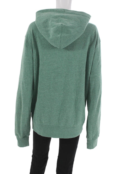 J Crew Unisex Adults Green Full Zip Hoodie Cotton Long Sleeve Size L