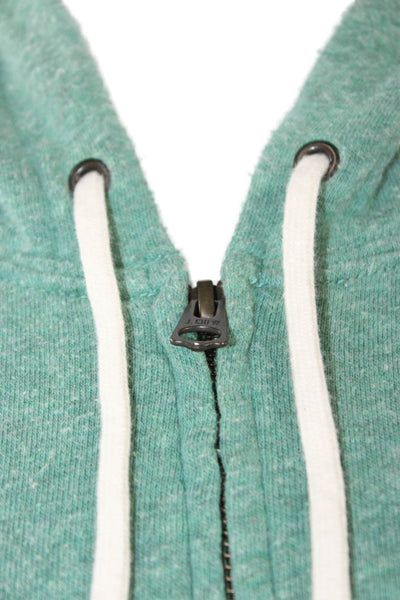 J Crew Unisex Adults Green Full Zip Hoodie Cotton Long Sleeve Size L
