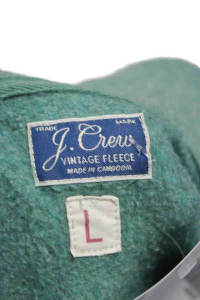 J Crew Unisex Adults Green Full Zip Hoodie Cotton Long Sleeve Size L