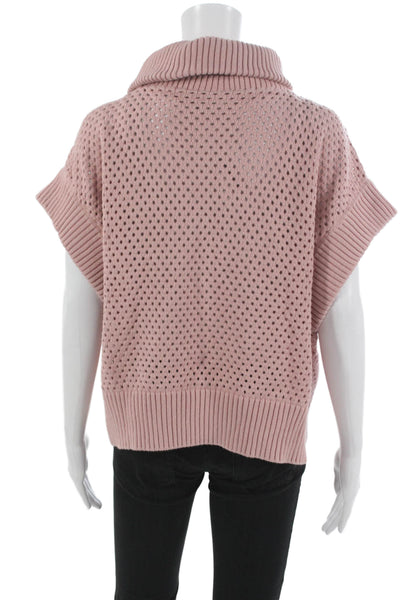 Varley Womens Cowl Neck Cotton Pullover Sweater Pink Short Sleeve Size XL