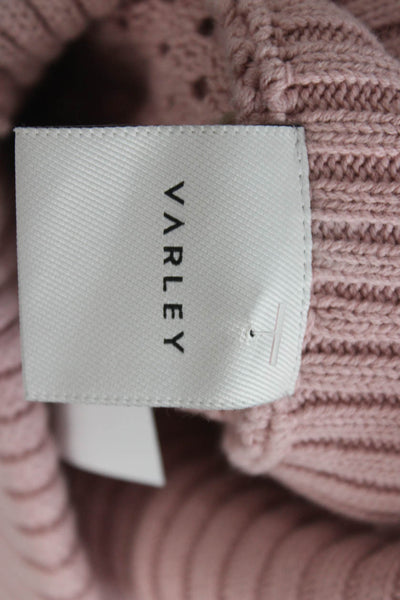 Varley Womens Cowl Neck Cotton Pullover Sweater Pink Short Sleeve Size XL