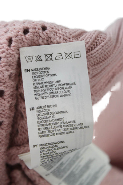 Varley Womens Cowl Neck Cotton Pullover Sweater Pink Short Sleeve Size XL