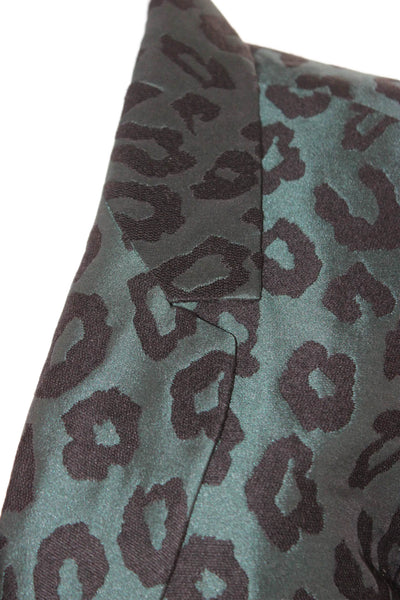 Anine Bing Womens Green Animal Print Basic Jacket Long Sleeve Size L