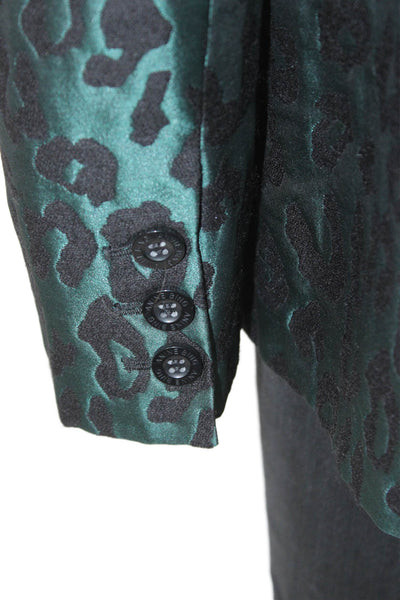 Anine Bing Womens Green Animal Print Basic Jacket Long Sleeve Size L
