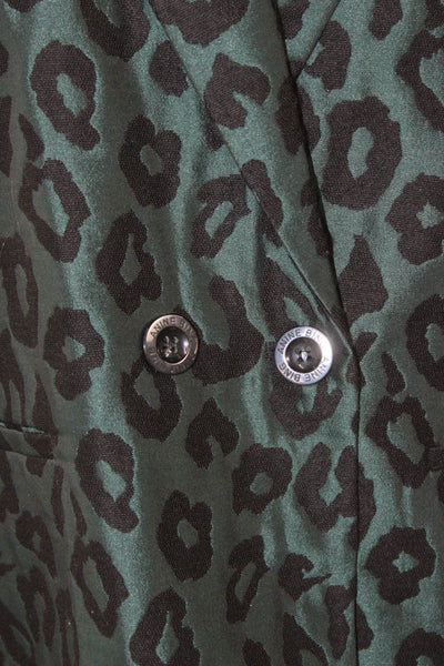 Anine Bing Womens Green Animal Print Basic Jacket Long Sleeve Size L