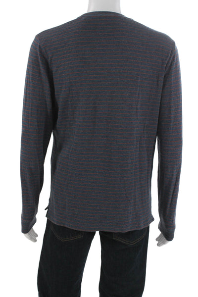 Vince Mens Striped Blue Cotton Crew Neck Sweater Long Sleeve Size L