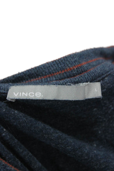 Vince Mens Striped Blue Cotton Crew Neck Sweater Long Sleeve Size L