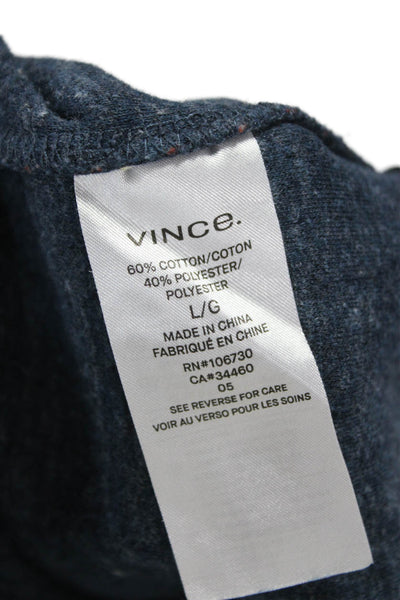 Vince Mens Striped Blue Cotton Crew Neck Sweater Long Sleeve Size L