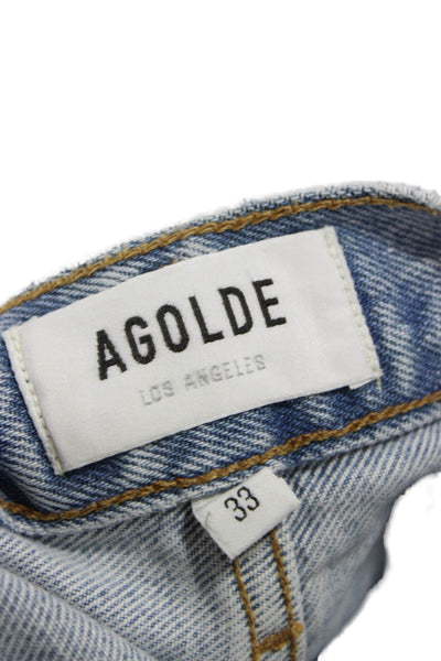 Agolde Unisex Straight Blue Jeans Button Fly Size 33