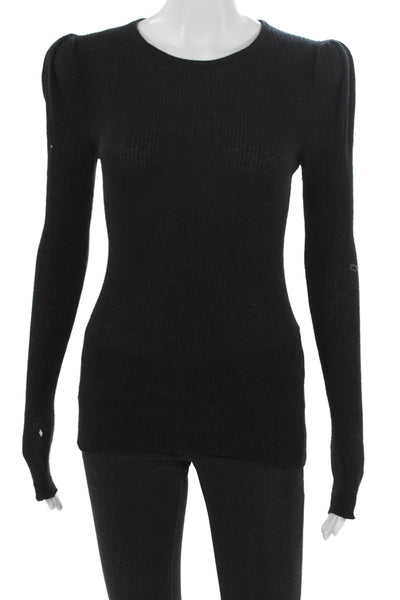 Autumn Cashmere Womens Black Cashmere Crew Neck Pullover Size S