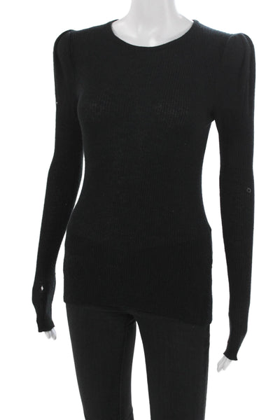 Autumn Cashmere Womens Black Cashmere Crew Neck Pullover Size S