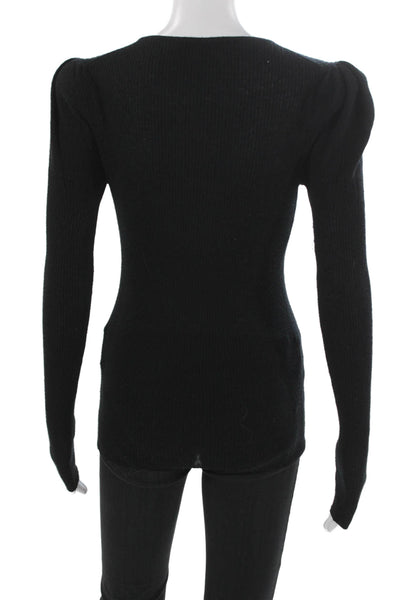 Autumn Cashmere Womens Black Cashmere Crew Neck Pullover Size S