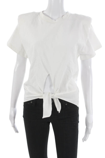 Isabel Marant Womens Cropped White Cotton T Shirt Crewneck Short Sleeve Size S
