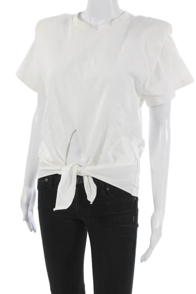 Isabel Marant Womens Cropped White Cotton T Shirt Crewneck Short Sleeve Size S