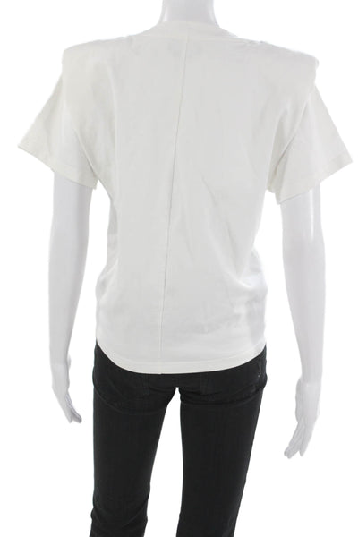 Isabel Marant Womens Cropped White Cotton T Shirt Crewneck Short Sleeve Size S