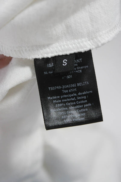 Isabel Marant Womens Cropped White Cotton T Shirt Crewneck Short Sleeve Size S