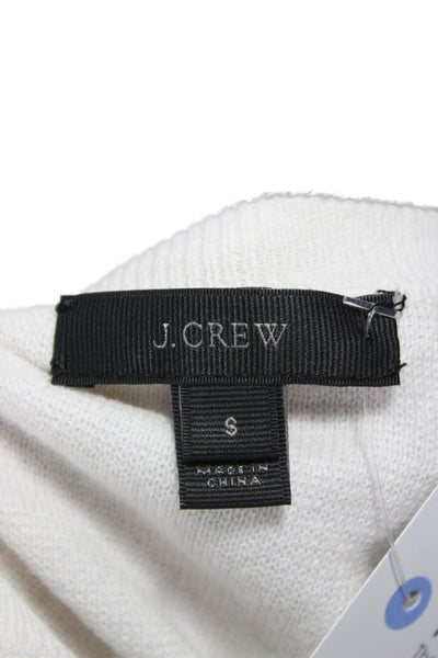 J Crew Womens White Striped Cotton Crew Neck Pullover Sweater Long Sleeve Size S