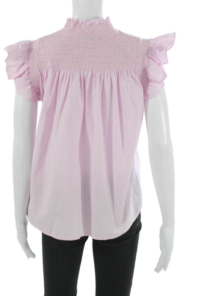 Sea Women Pink Basic Cotton High Neck Sleeveless Pullover Blouse Size XS