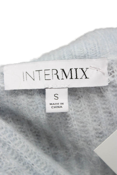 Intermix Women Cardigan Alpaca V Neck Long Sleeve Blue Size S