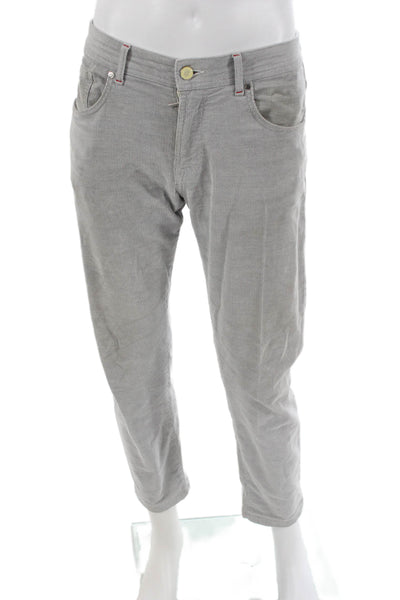 Pescarolo Mens Cropped Gray Cotton Pants Size 46