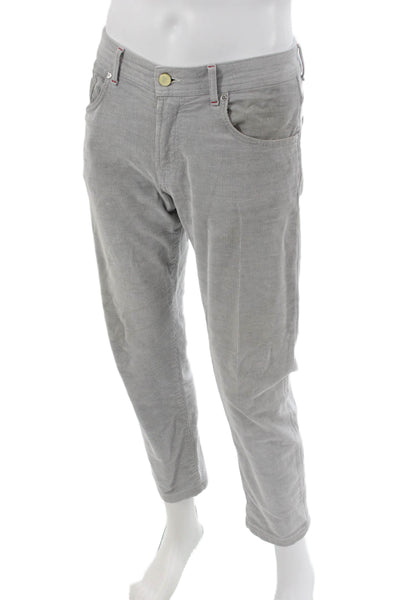 Pescarolo Mens Cropped Gray Cotton Pants Size 46