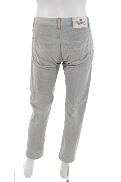 Pescarolo Mens Cropped Gray Cotton Pants Size 46