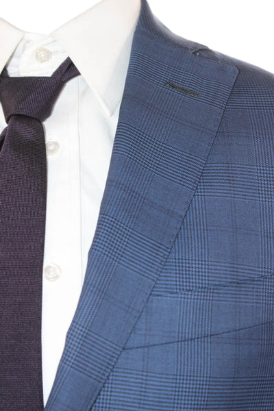 Boyds Philadelphia Mens 2 Piece Blue Check Cupro Suit Size 48