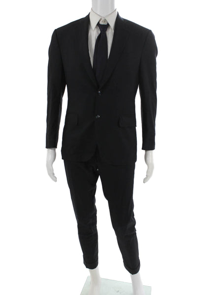 Boyds Philadelphia Mens 2 Piece Wool Suit Black Solid Size 48