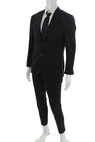 Boyds Philadelphia Mens 2 Piece Wool Suit Black Solid Size 48