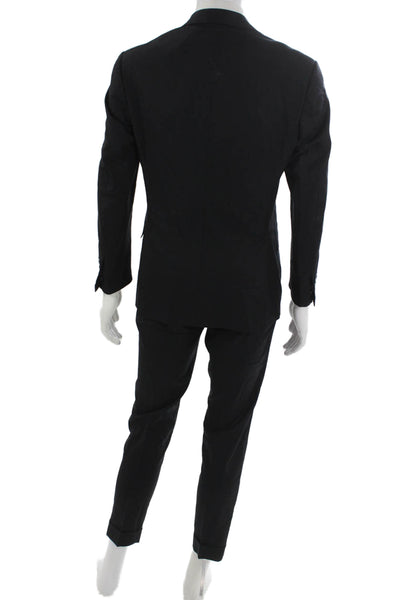 Boyds Philadelphia Mens 2 Piece Wool Suit Black Solid Size 48