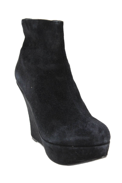 Office Womens Suede Platform Wedge Heels Black Size 9