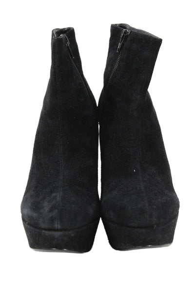 Office Womens Suede Platform Wedge Heels Black Size 9