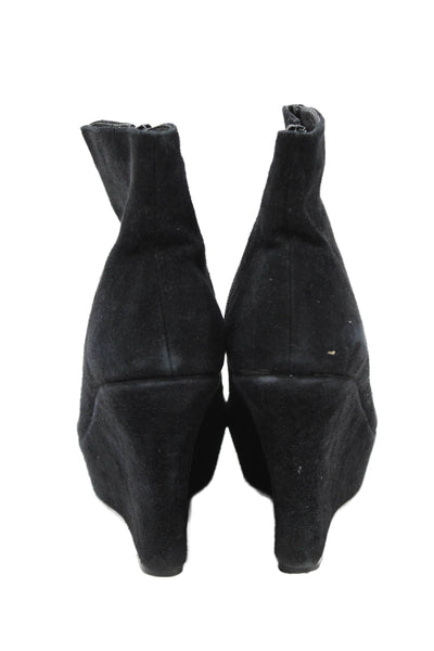 Office Womens Suede Platform Wedge Heels Black Size 9