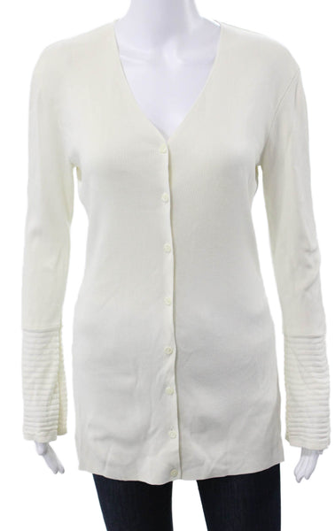 Cyrus Womens Cardigan Ivory Rayon V-Neck Long Sleeve Size M