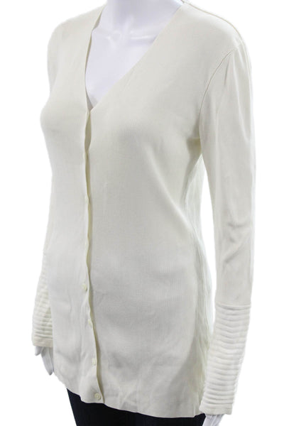 Cyrus Womens Cardigan Ivory Rayon V-Neck Long Sleeve Size M
