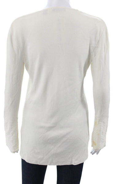 Cyrus Womens Cardigan Ivory Rayon V-Neck Long Sleeve Size M