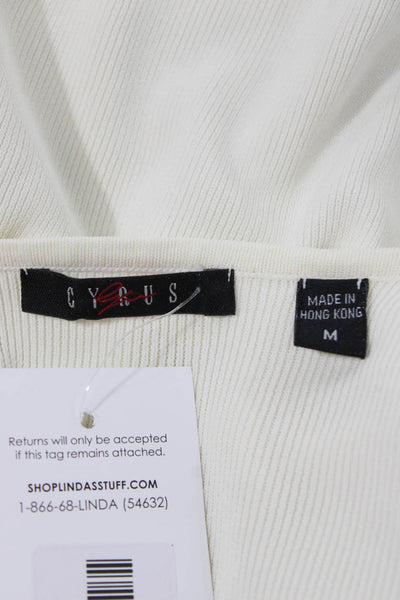 Cyrus Womens Cardigan Ivory Rayon V-Neck Long Sleeve Size M
