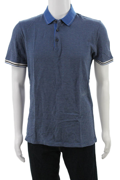 Boss Hugo Boss Mens Striped Detail Short Sleeve Polo Shirt Blue Size S