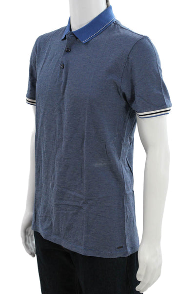 Boss Hugo Boss Mens Striped Detail Short Sleeve Polo Shirt Blue Size S