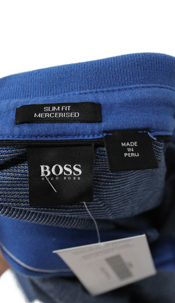Boss Hugo Boss Mens Striped Detail Short Sleeve Polo Shirt Blue Size S