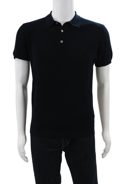 Massimo Dutti Mens Short Sleeve Casual Polo Shirt Black Size L