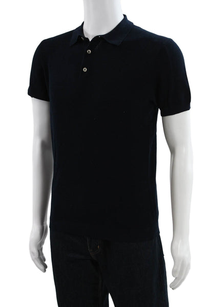Massimo Dutti Mens Short Sleeve Casual Polo Shirt Black Size L