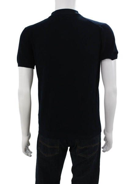 Massimo Dutti Mens Short Sleeve Casual Polo Shirt Black Size L