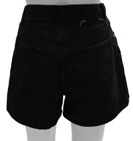 Agolde Womens Mom Shorts Black Organic Cotton Button Size 23