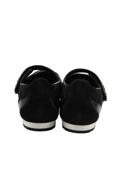 Larroude Womens Single Strap Knit Leather Trim Mary Jane Sneakers Black Size 6