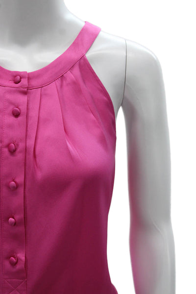 Theory Women Silk Pink Halter Sleeveless Basic Tank Size PP