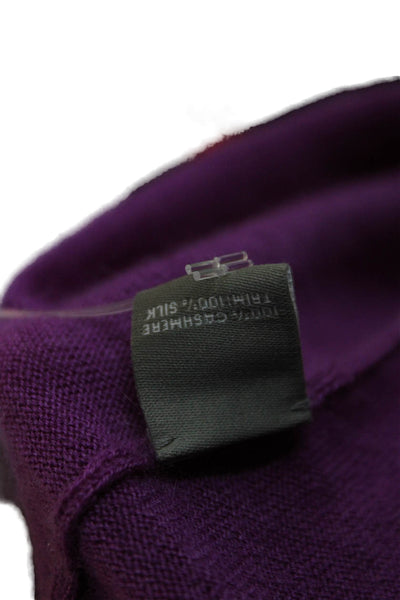 Neiman Marcus Women Tunic Sweater Purple Cashmere 3/4 Sleeve Round Neck Size L